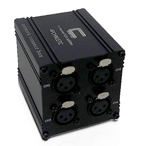 Product Cover Passive 4-Channel XLR Female to Ethercon Stage Box Snake Runs XLR/AES/DMX Audio Signals Over Single Cat Ethernet Cable | Portable, Compact Convenience for Live Stage & Recording Studio