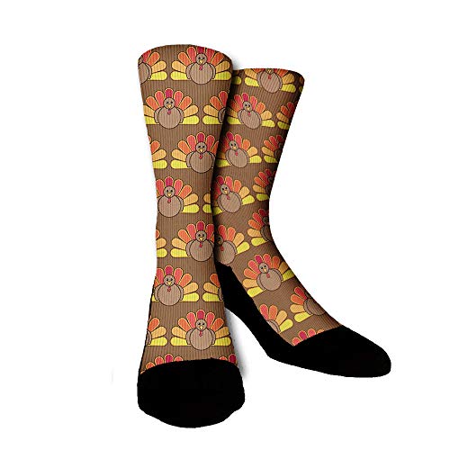 Product Cover Men's Turkey Face Funny Thanksgiving Dress Socks Gift Idea | One Size Fits Most