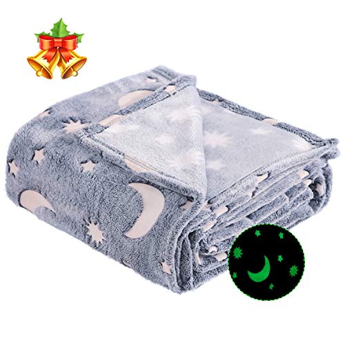Product Cover Kids Blanket 50''x60'', Super Soft Cozy Velvet Star Shining Luminous Blanket, Glow in The Dark Blanket Couch Blankets and Throws Birthday Gift