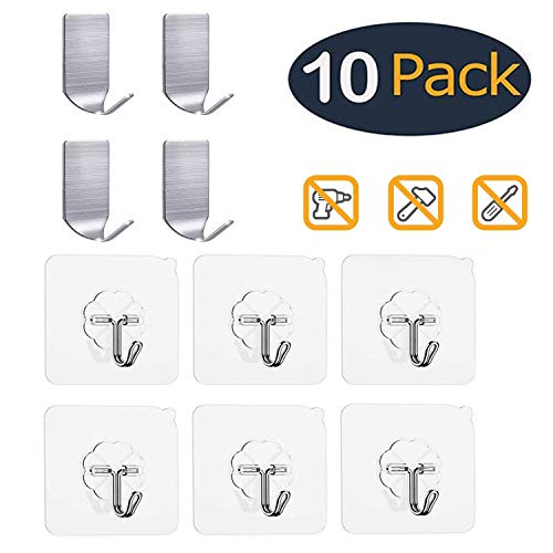 Product Cover FOWOKAW Adhesive Hooks Heavy Duty 15(Max)，Waterproof and Oilproof Reusable Wall Seamless Hooks for Bathroom & Kitchen
