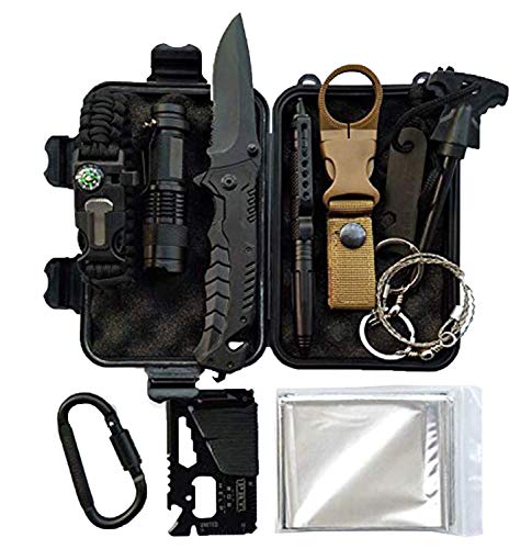Product Cover LIT FITNESS Survival Kits 12-in-1 Emergency Survival Kit, Including Rock Climbing Gear, Emergency Blankets, Survival Bracelet, Tactical Pen, Tactical Flashlight, Gift Sets for Men