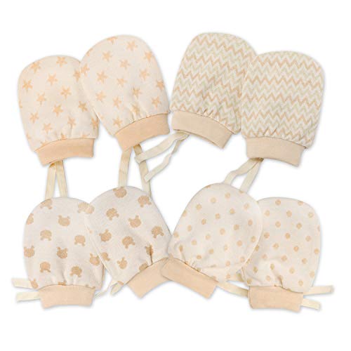 Product Cover EXEBLUE Baby Boys Girls Mittens Cute-Newborn Infants 100% Natural Cotton No Scratch Gloves Adjustable Drawstring Easy-On, 4 Pairs