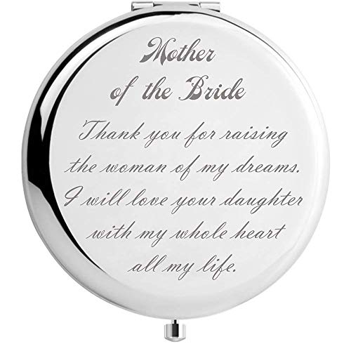 Product Cover Aujelly Makeup Mirror, Perfect Mom Gifts, Daughter Gifts For Thanksgiving Birthday Christmas, Magnifying Double Mirror, Lettering Mirror Engraved Gifts For Women (Silver)