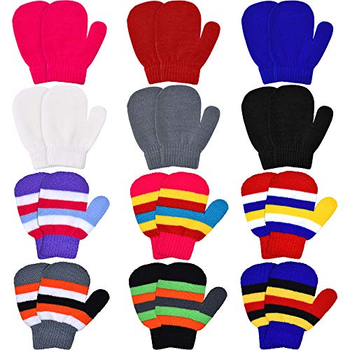 Product Cover 12 Pairs Toddler Baby Stretch Full Finger Mittens Kid Knitted Winter Warm Gloves