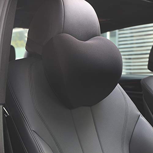 Product Cover Allhercom Car Neck Pillow Memory Foam Car Pillow for Driving Neck Pillow for Car Car Seat Headrest Pillow Cushion with Adjustable Strap-Black