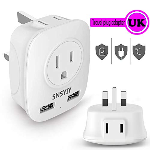 Product Cover Power Adapter for UK Ireland Hong Kong, Travel Plug Adapter for USA to British England Scotland Irish London, 4 IN 1 Outlet Adapter with USB Port (1-Pack)