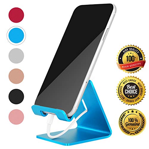 Product Cover Desk Cell Phone Stand Holder Aluminum Phone Dock Cradle Compatible with Switch, All Android Smartphone, for iPhone 11 Pro Xs Xs Max Xr X 8 7 6 6s Plus 5 5s 5c Charging, Accessories Desk (Blue)