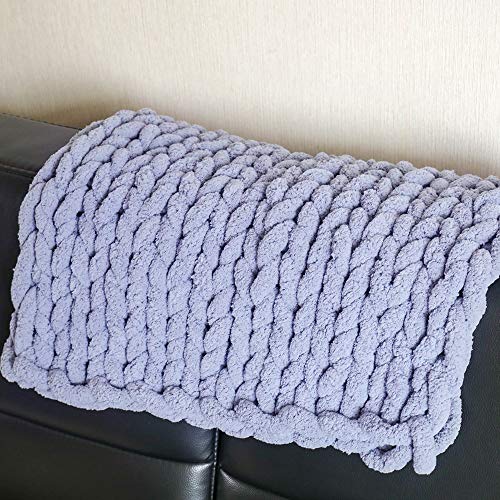 Product Cover shuyazi Hand-Knitted Chenille Throw Grey 20 x 20 in, Chunky Knit Blanket Soft Blankets and Throws for Bedroom Sofa Couch Decor