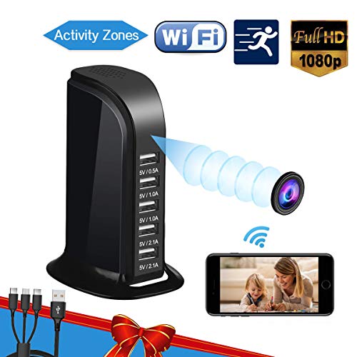 Product Cover Hidden Camera Spy Camera, WiFi Hidden Camera with Remote Viewing, Hidden Cameras 1080P Video Recorder Wireless Nanny Camera for Home Security with Motion Detection 2019 Upgraded Version