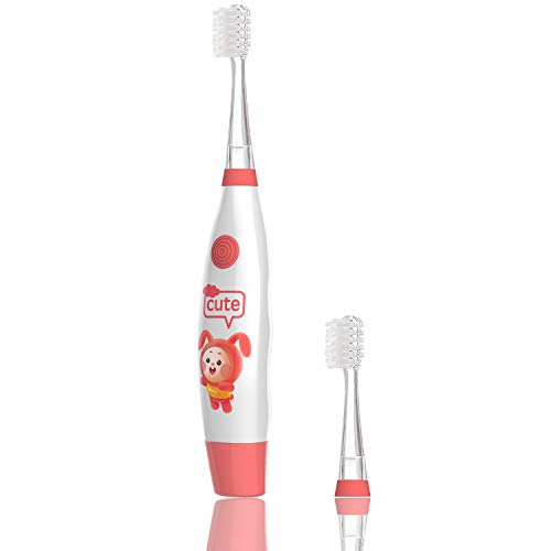 Product Cover Gabbay Baby Toothbrush Sonic Electric Toothbrush Kids Toothbrush Battery Powered,Soft Toothbrush for Kids with LED Light and Smart Timer Waterproof Replaceable（Rose Red）