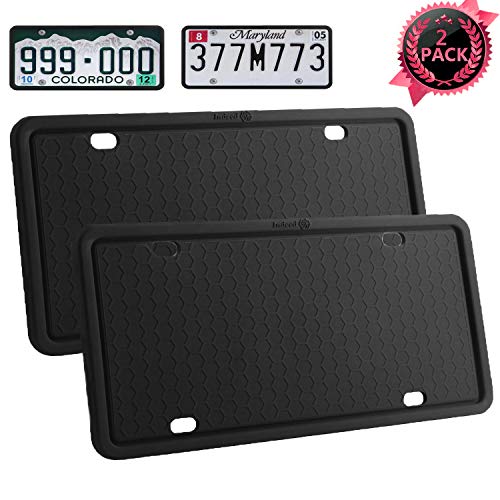 Product Cover License Plate Frames-2PCS Silicone License Plate Covers Rust-Proof. Rattle-Proof. Weather-Proof.Shockproof for Automotive License Plate Frame - Black (Black-2 pack)