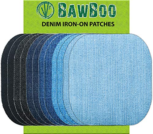 Product Cover Denim Iron on Jean Patches - Denim Patches - 12 Pieces Assorted Jeans Repair Kit 9.8cm by 10.8cm