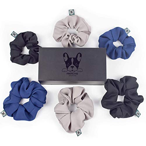 Product Cover 6 Pack Small and Large Chiffon Scrunchies for women - Big scrunchies for hair - Girls scrunchies pack - Scrunchy hair ties - Cute scrunchies - Small scrunchies - Pastel scrunchies hair scrunchie