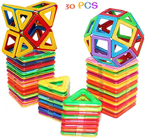 Product Cover Flow.month 30 PCS Magnetic Tiles Building Blocks Set，cossy Magnet Tiles Building Block, Perfect Educational Toys for Kids Children