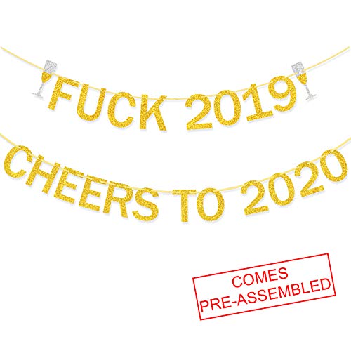 Product Cover Farewell 2019 Cheers to 2020 banner Gold Glitter | New Year Decorations | 2019 Farewell Banner | New Year Banner | New Year Party supplies | 2020 New Years Eve Party Decorations