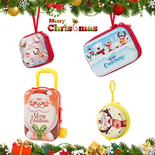 Product Cover ENUOSUMA 4 Packs Christmas Coin Purse Candy Box Christmas Tree Decorations Ornaments, Small Chirstmas Gift Bags for Candy Coins Cash Headset