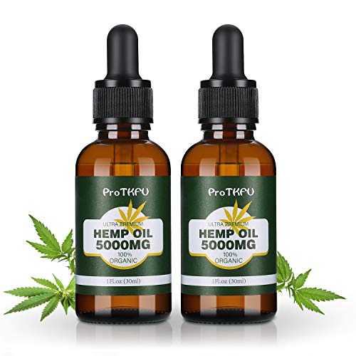 Product Cover 2 Pack Hemp Oil for Pain Anxiety & Stress Relief - 5000 MG - Premium Organic Hemp Extract - 100% Natural Hemp Oil Drops, Helps with Better Sleep, Skin & Hair
