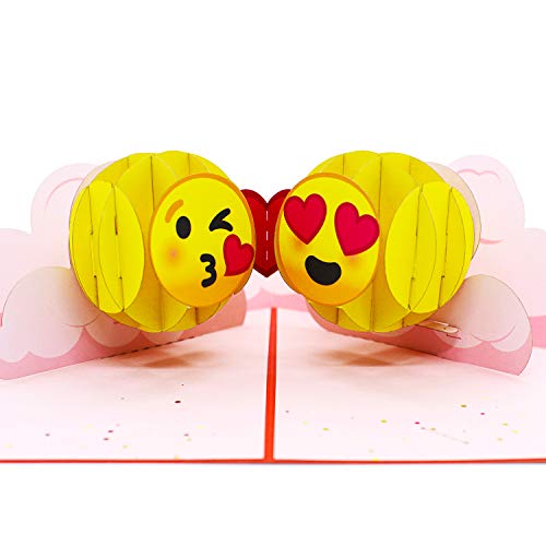 Product Cover Paper Love Emoji Love Valentines Pop Up Card, 3D Popup Greeting Cards, Valentine's Day, for Wedding, Anniversary, Love, Romance, Birthday, All Occasion