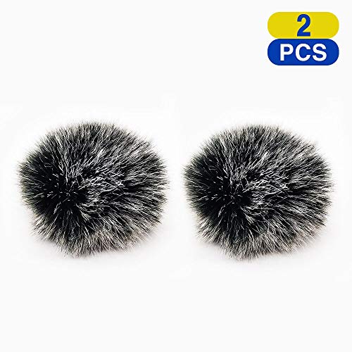 Product Cover Microphone Wind Screen Furry Muff 2 Pack Outdoor Windproof Lavalier Microphone for Most Lapel Clip Lav (0.4inch)