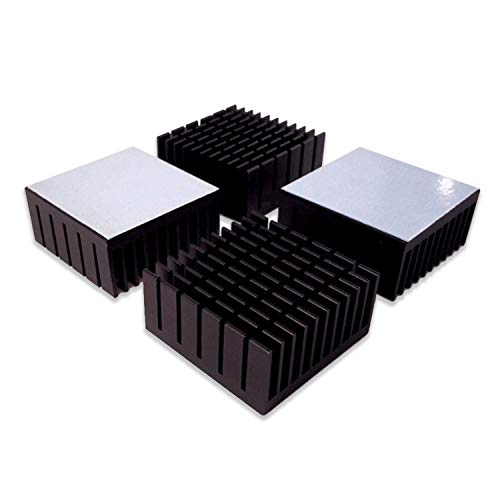 Product Cover Easycargo 4pcs 40mm Heatsink Kit 40mm x 40mm x 20mm + 3M8810 Thermal Conductive Adhesive Tape, Cooler Aluminium Heat Sink for Cooling 3D Printers TEC1-12706 Thermoelectric Peltier Cooler 40x40x20mm