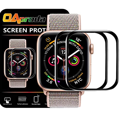 Product Cover OAproda [2 Pack] Screen Protector Compatible with Apple Watch Series 5/4 44m [Max Coverage Easy Install ] Bubble-Free Anti-Scratch HD Clear Screen Film with Installation Frame
