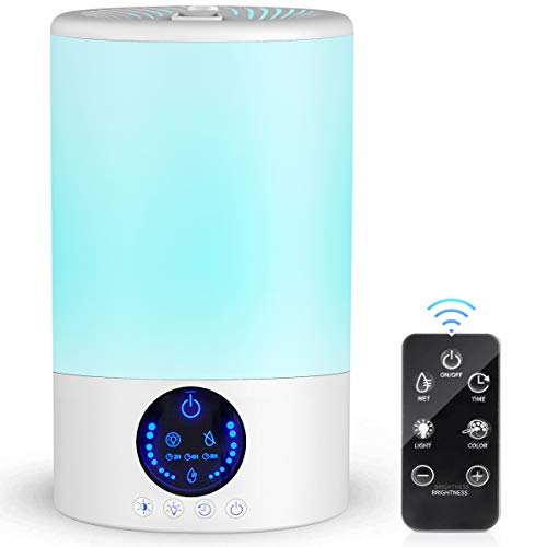 Product Cover GREATSSLY Humidifier, 3.0L Ultrasonic Mist Diffuser with 7-Color Changing Light, Top Fill Essential Oil Diffuser for Bedroom, Baby Humidifier with Adjustable Mist Output, Time Setting, Auto Shut Off
