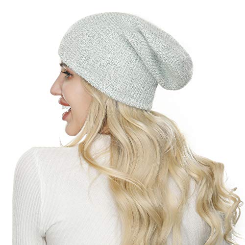 Product Cover Knit Beanie Hat Skully Hat Winter Hats Ribbed Beanie Caps Chunky Slouchy Hat Thick Baggy Hat Snow Cap, Warm Hats for Women, Green