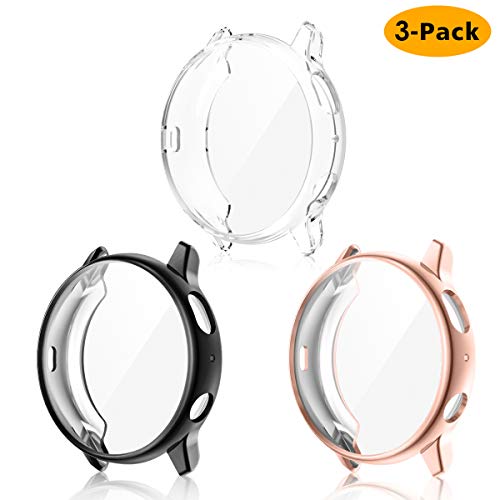 Product Cover EZCO 3-Pack Screen Protector Case Compatible with Samsung Galaxy Watch Active 2 40mm / 44mm, Plated Soft Tup Case Full Coverage Screen Protective Cover Bumper Frame for Galaxy Active 2 Watch