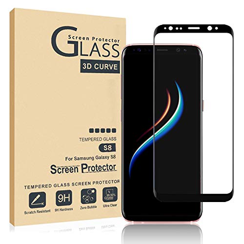 Product Cover [2 Pack] Galaxy S8 Screen Protector Tempered Glass, [Update Version] 3D Curved Dot Matrix [Full Screen Coverage] Glass Screen Protector [Case Friendly]