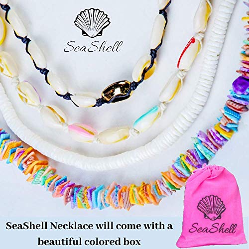 Product Cover SeaShell Necklaces I Puka Shell Necklace Set By SeaShell I Natural Puka Shell Necklace Adjustable Natural Short Summer Beach Jewelry Set Seashell Necklaces for Women and Girls