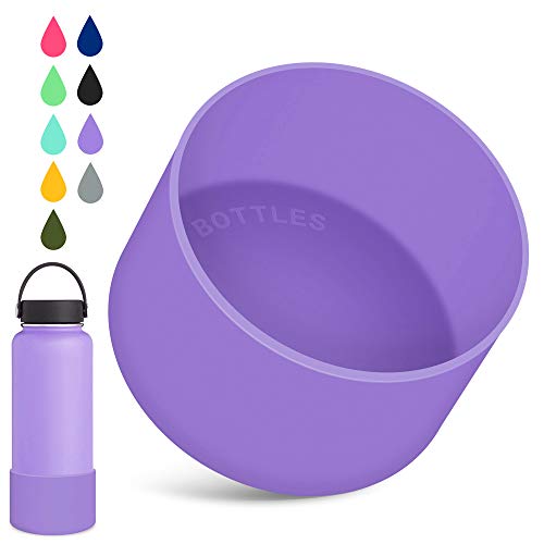 Product Cover Protective Silicone Boot Sleeve for Hydro Flask 12oz-40oz Water Bottles Accessories Anti-Slip Bottom Sleeve Cover BPA Free Pet Feeding Bowl for Puppy Cat (Purple, Fits 12oz to 24 oz Bottles)