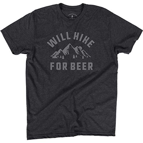 Product Cover Will Hike for Beer | Fun T-Shirt for Outdoors Lovers | Funny Gift Idea for Dad, Mom, Husband, Wife, BoyfriendPrinted in USA