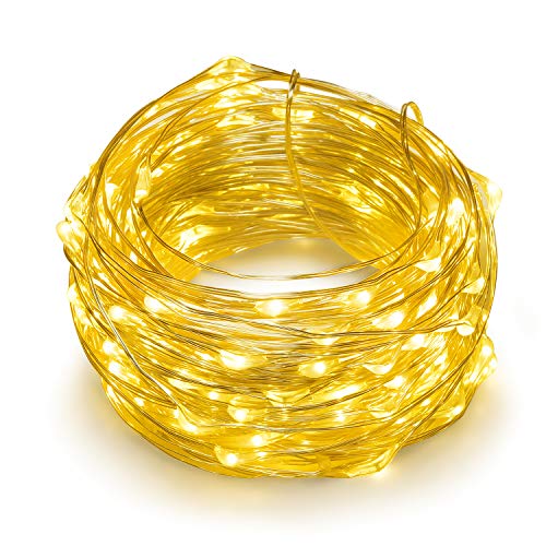 Product Cover ooklee Copper Fairy String Lights 200 LED 66FT Firefly Lights | Adaptor Powered Starry Light for Christmas Tree, Home, Room, Patio, Garden, Wedding & Birthday Party Decorations (Warm White)