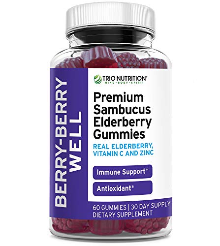 Product Cover Premium Vegan Elderberry Gummies | Fresh Pectin, Zinc & Vitamin C | Big Immune System Booster - Real Black Elderberries, NO Gelatin, NO Fructose, Gluten Free | Immune Support & Berry Delicious* (1)