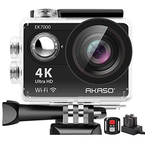 Product Cover AKASO EK7000 4K WiFi Action Camera Ultra HD 30m Underwater Waterproof Camera Remote Control Underwater Camcorder with 2 Batteries and Helmet Accessories Kit (2019 Version)