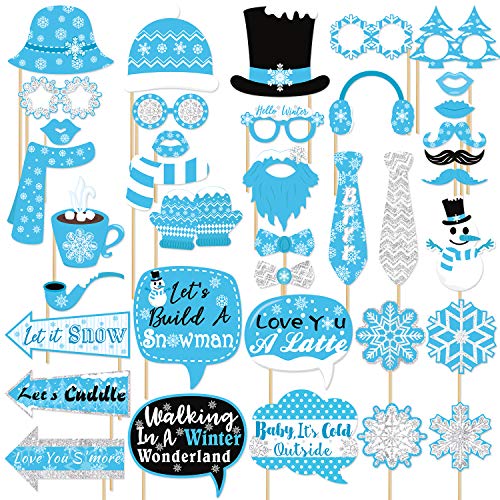 Product Cover Snowflake Photo Booth Props Frozen Party Decorations Winter Wonderland Party Favor for Holiday Party, Christmas Party Supplies