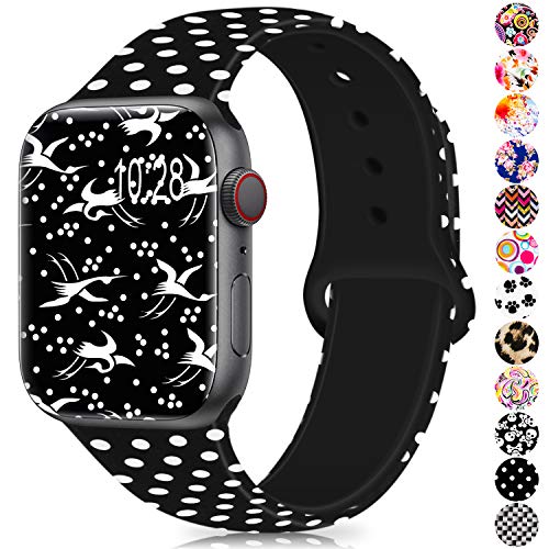 Product Cover GeekSpark Compatible with Apple Watch Band 38mm 40mm 42mm 44mm,Soft Silicone Fadeless Pattern Printed Replacement Bands for iWatch Series 5,4,3,2,1/Women Men Dot 38mm 40mm S/M
