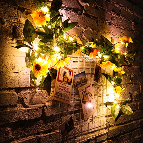 Product Cover WILLBOND 30 LED 7.2ft Artificial Sunflower String Lights Sunflower Home Decor Sunflower Battery Operated String Fairy Lights for Indoor Bedroom Wedding Home Garden Decor, Warm White