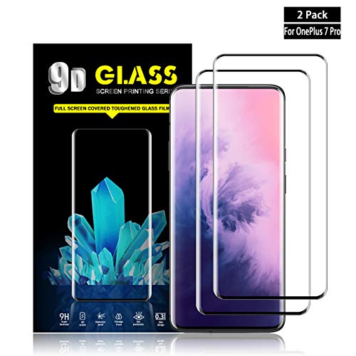 Product Cover Oneplus 7 Pro Screen Protector by YEYEBF, [2 Pack] Full Coverage Tempered Glass Screen Protector for Oneplus 7 Pro[Bubble-Free][Case-Friendly][Anti-Scratch][3D Touch]