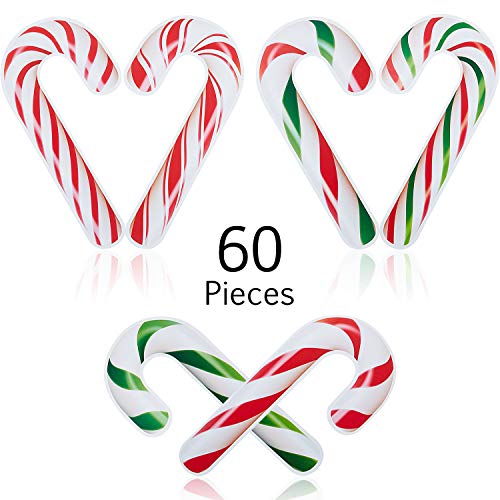 Product Cover 60 Pieces Candy Cane Christmas Decorations Mini Candy Cane Cutouts Candies Silhouettes for Christmas Party School Bulletin Board Craft Home Wall Decoration
