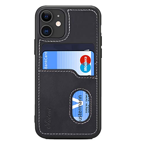 Product Cover SUTENI iPhone 11 Wallet Case, iPhone 11 Wallet Slim Case with Credit Card Holder, PU Leather Shockproof Wallet Case for iPhone 11 (2019) 6.1 inch (Black)