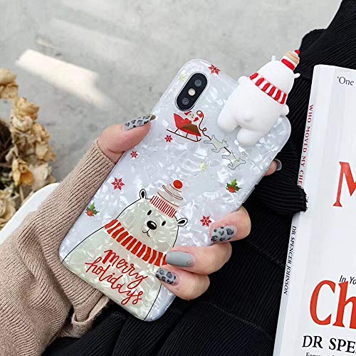 Product Cover Topwin Christmas Case for iPhone Xs Max,Glitter Soft TPU Conch Shell Pattern 3D Cute Cartoon Animal Floral Snowman Bear Santa/Elk Pattern Cute Flexible Gift Case for Apple iPhone Xs Max (Snow Bear)