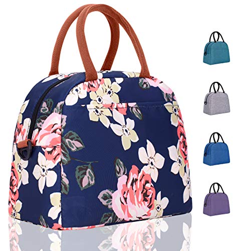 Product Cover Elvira Insulated Tote Lunch Bag with Removable Adjustable Shoulder Strap for Women Water Resistant Reusable Cooler Lunch Box for Work School Picnic Hiking Beach-Peony Blue