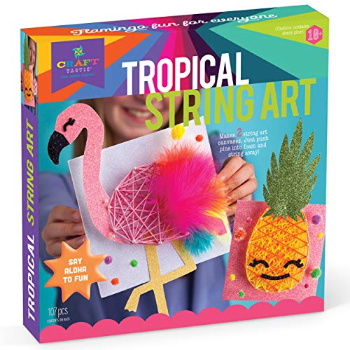Product Cover Craft-tastic - String Art Craft Kit - Makes 2 String Art Canvases - Tropical Edition with Flamingo & Pineapple Patterns