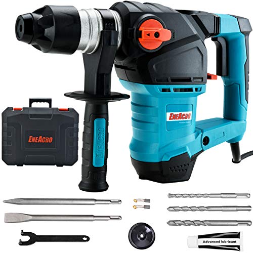 Product Cover ENEACRO 1-1/4 Inch SDS-Plus 13 Amp Heavy Duty Rotary Hammer Drill, Safety Clutch 3 Functions with Vibration Control Including Grease, Chisels and Drill Bits with Case