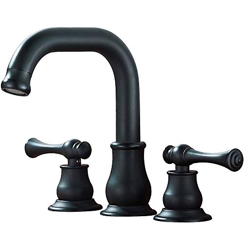 Product Cover MYHB Black Bathroom Faucet 2-Handle 8 inch Widespread for 3 Hole Vanity Sink, Matte Black SH005H