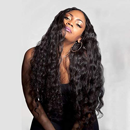 Product Cover Candice Hair Lace Front Wigs Glueless Natural Wave Synthetic Heat Resistant Fiber Hair Wig With Baby Hair For Black Women 180% Density 24 Inch 1B Color