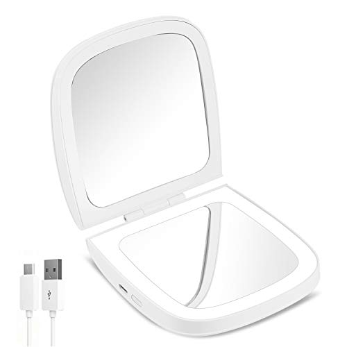Product Cover CLSEVXY LED Lighted Travel Makeup Mirror, 1x/10x Magnification - Daylight LED, Rechargeable, Compact, Portable, 4