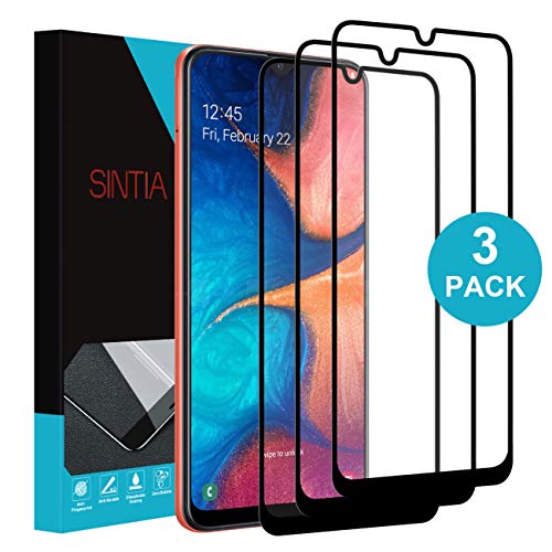 Product Cover [3 Pack] SINTIA Screen Protector for Samsung Galaxy A20/A50,Full Coverage Tempered Glass Screen Protector,9H Hardness,Anti-Scratch,Bubble Free,Lifetime Replacement Warranty(Black)