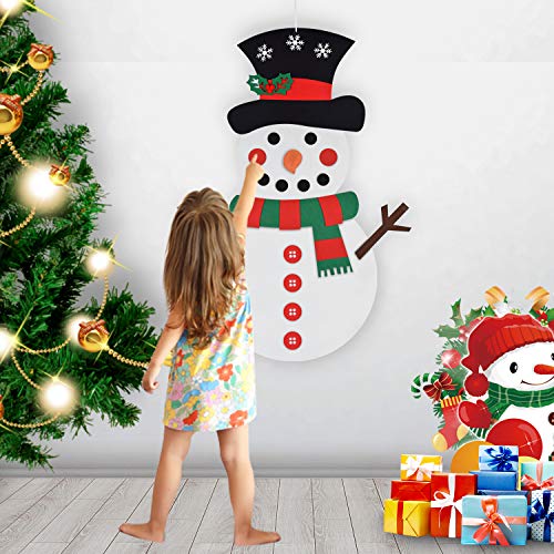 Product Cover GREENLEAF 28pcs DIY Felt Snowman Set with Detachable Ornaments, 19x39 Inches Xmas Wall Hanging Games for Christmas Decorations